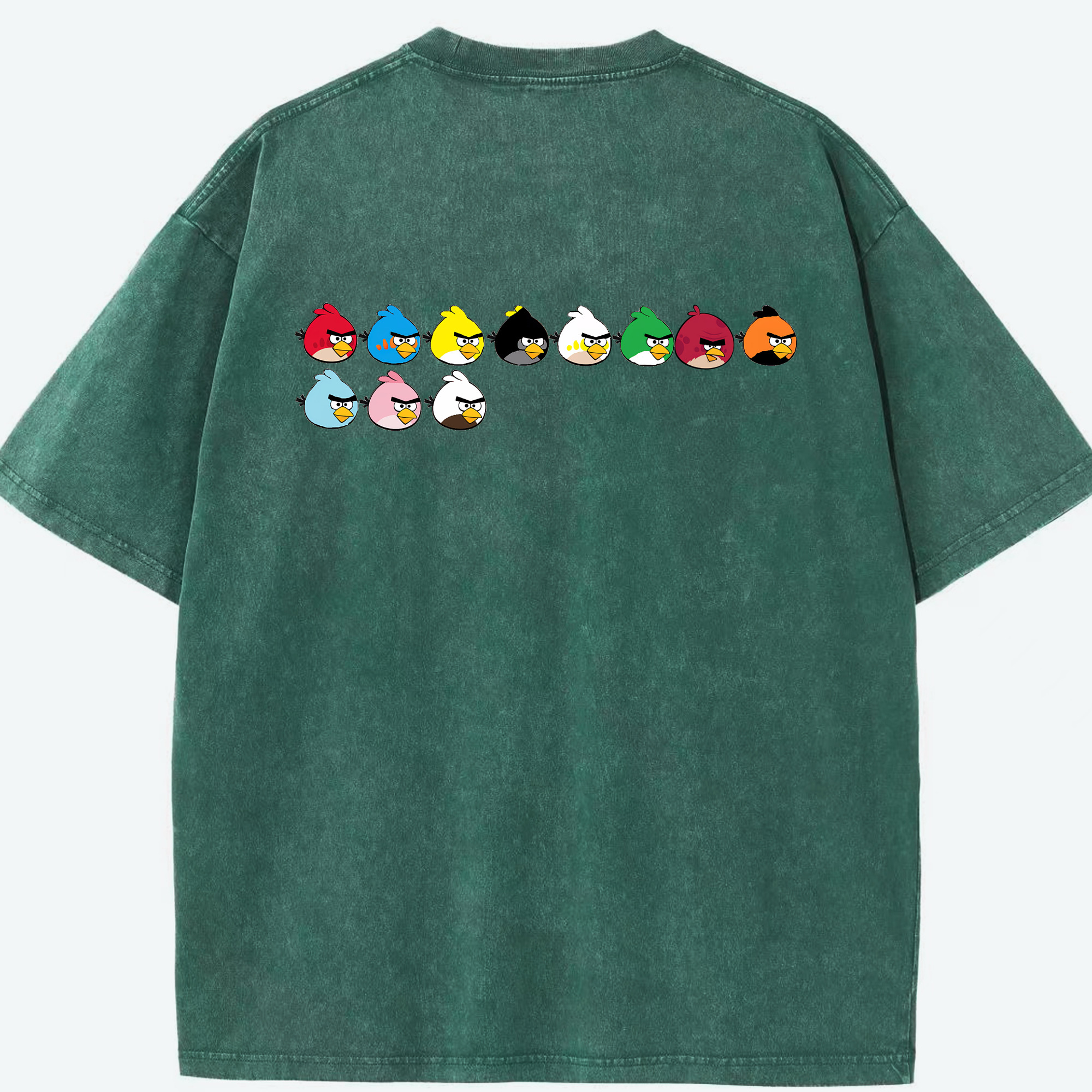 （画像用） Angry Birds アングリーバード 綿100% ヴィンテージ風 半袖Tシャツ（背面プリント）